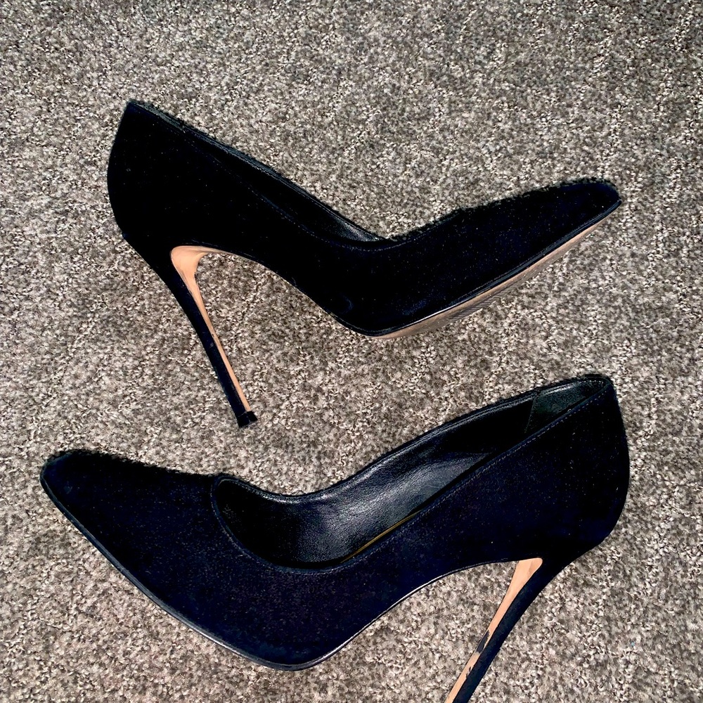 REISS LONDON WOMENS BLACK SUEDE POINTY PUMPS 38